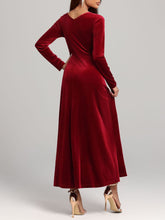 Square Neck Long Sleeve Velvet Dress OutfitFlow